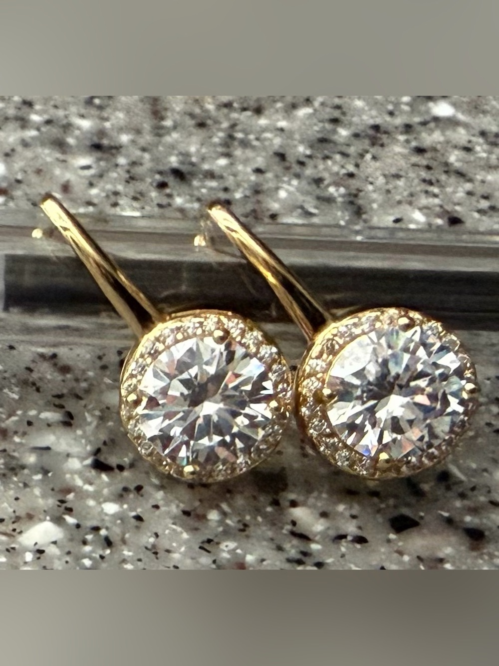 Stunning primrose gold halo drop earrings ✨ sparkling ✨